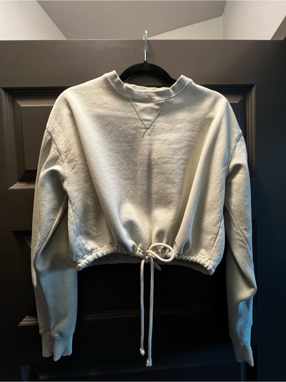 Pacsun Women's Cropped Drawstring Sweatshirt - Light Green